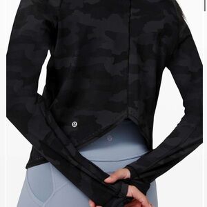 Lululemon Black Camo Rise and Run Long Sleeve